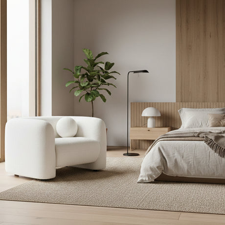 Poltrona Leiren Blanco Almendra 111x68cm De Un Puesto con Apoya Brazos - SOFAS Y POLTRONAS | Bylmo