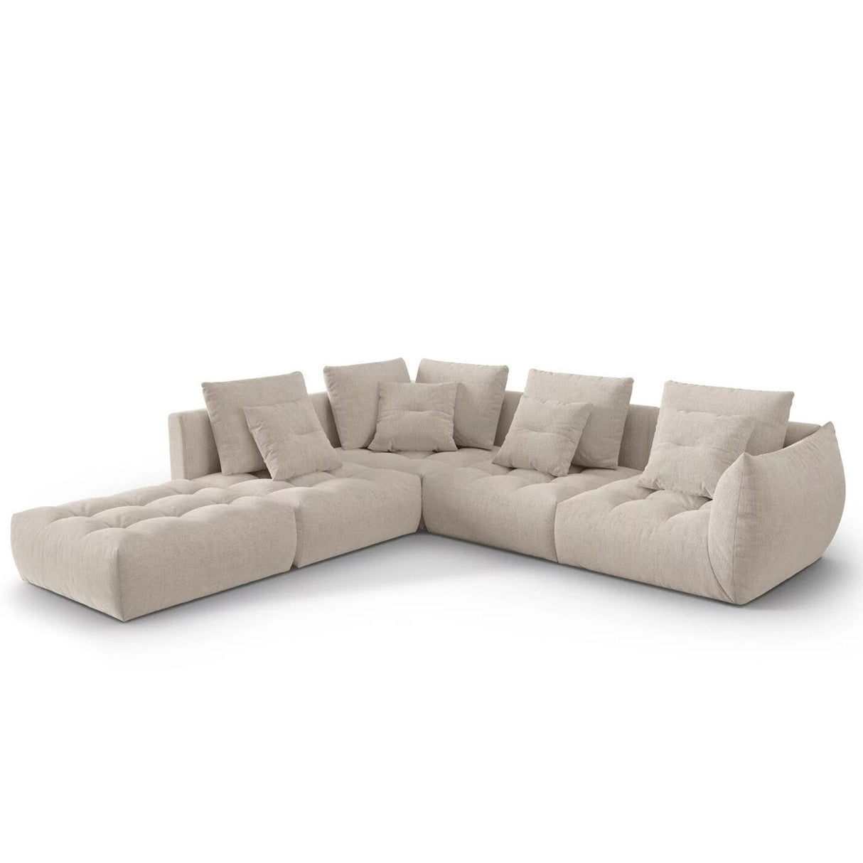 Sofá Zaafra City Beige Claro 220x67cm De Cuatro Puestos con Apoya Brazos - SOFAS Y POLTRONAS | Bylmo