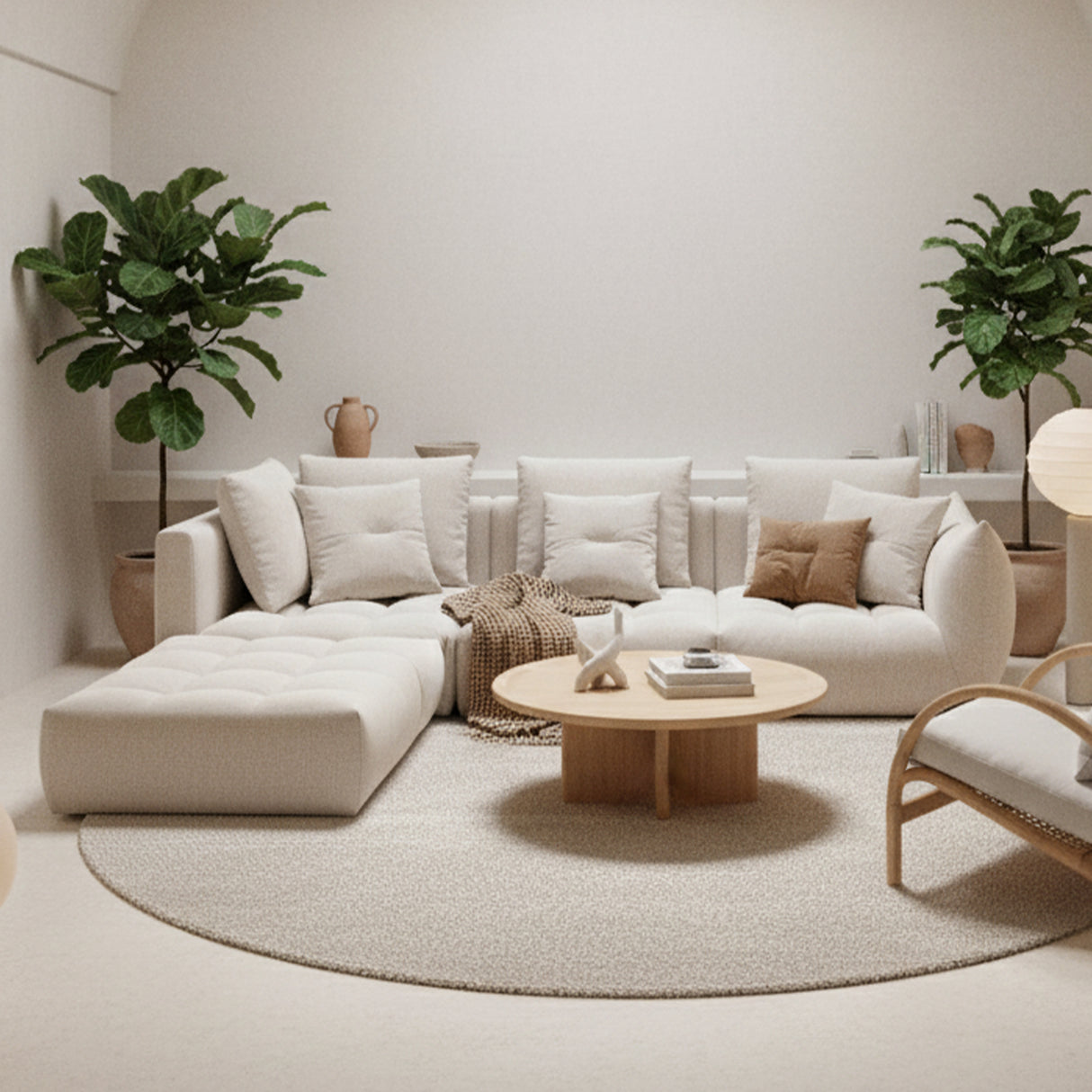 Sofá Zaafra City Beige Claro 220x67cm De Cuatro Puestos con Apoya Brazos - SOFAS Y POLTRONAS | Bylmo