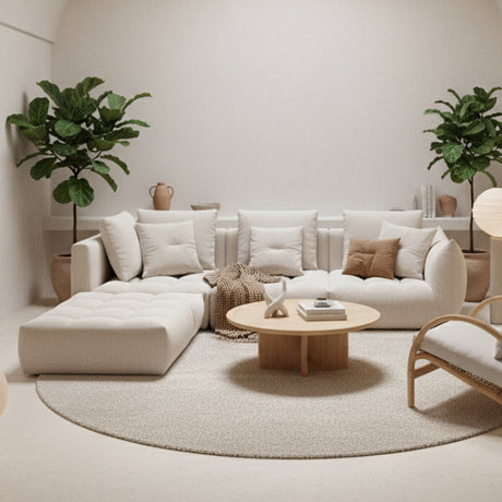 Sofá Zaafra City Beige Claro 220x67cm De Cuatro Puestos con Apoya Brazos - SOFAS Y POLTRONAS | Bylmo