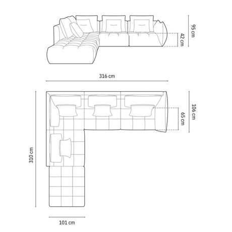 Sofá Zaafra City Beige Claro 220x67cm De Cuatro Puestos con Apoya Brazos - SOFAS Y POLTRONAS | Bylmo