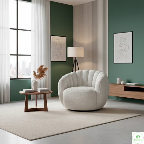 Silla Poltrona Gardenia Blanco Almendra 70x55cm De Un Puesto con Apoya Brazos - SOFAS Y POLTRONAS | Bylmo