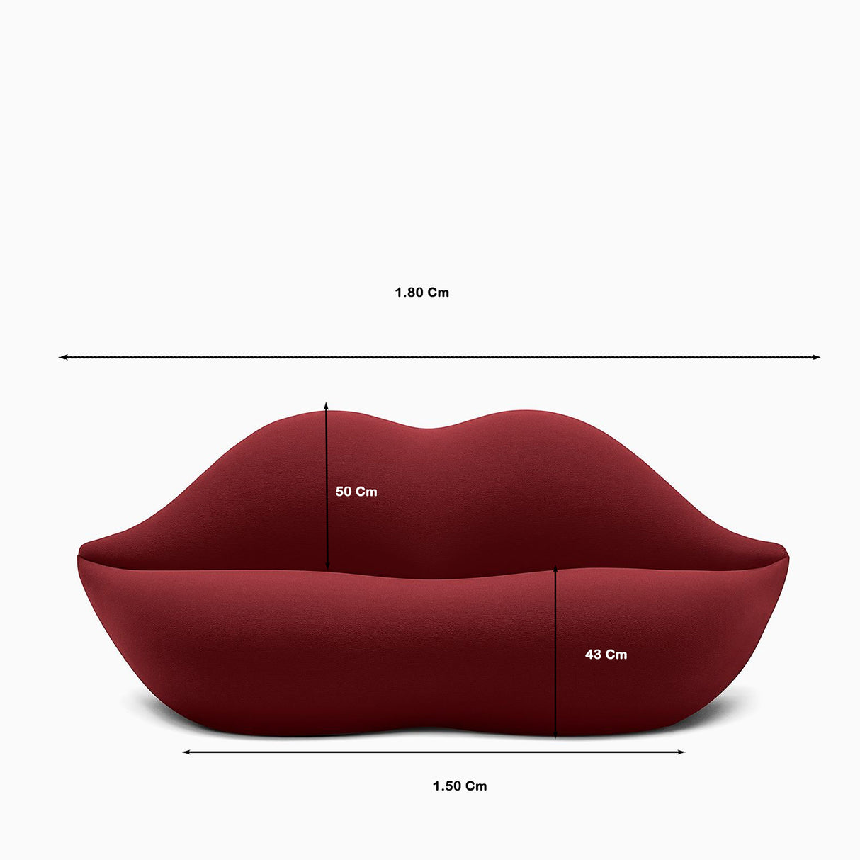 Sofá Bocca Ivory Rojo 180x95cm De Un Puesto sin Apoya Brazos - SOFAS Y POLTRONAS | Bylmo