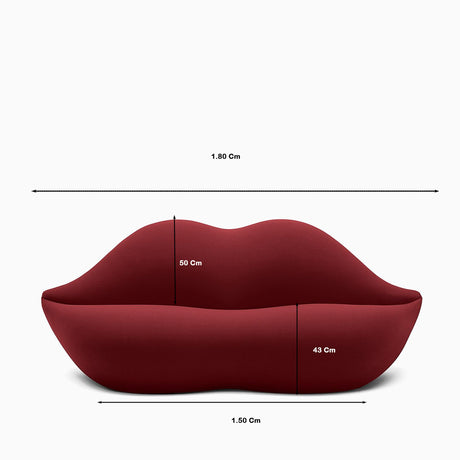 Sofá Bocca Ivory Rojo 180x95cm De Un Puesto sin Apoya Brazos - SOFAS Y POLTRONAS | Bylmo