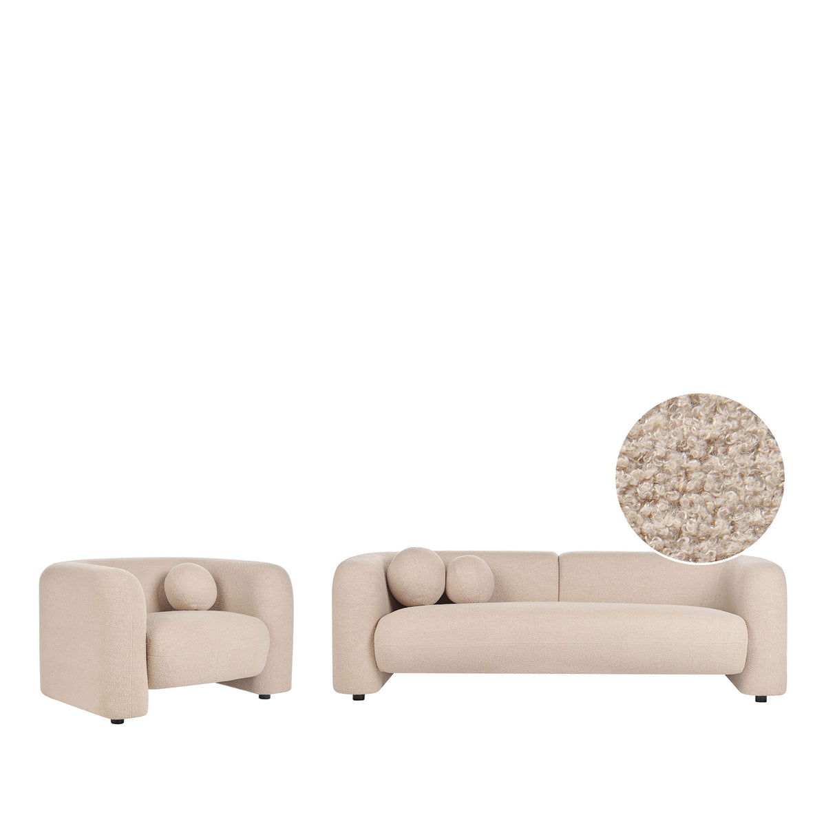 Sala Francia Beige Claro 230x79cm De Cuatro Puestos