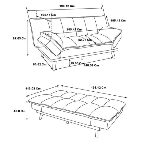 Sofá Cama Marron 180x69cm De Tres Puestos sin Apoya Brazos - SOFAS Y POLTRONAS | Bylmo