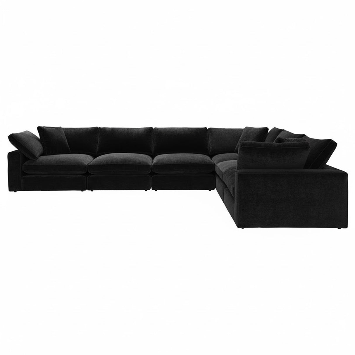 Sofá Esquinero Artenis Negro 436x67cm De Seis Puestos con Apoya Brazos - SOFAS Y POLTRONAS | Bylmo