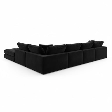 Sofá Esquinero Artenis Negro 436x67cm De Seis Puestos con Apoya Brazos - SOFAS Y POLTRONAS | Bylmo