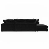 Sofá Esquinero Artenis Negro 436x67cm De Seis Puestos con Apoya Brazos - SOFAS Y POLTRONAS | Bylmo