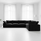 Sofá Esquinero Artenis Negro 436x67cm De Seis Puestos con Apoya Brazos - SOFAS Y POLTRONAS | Bylmo