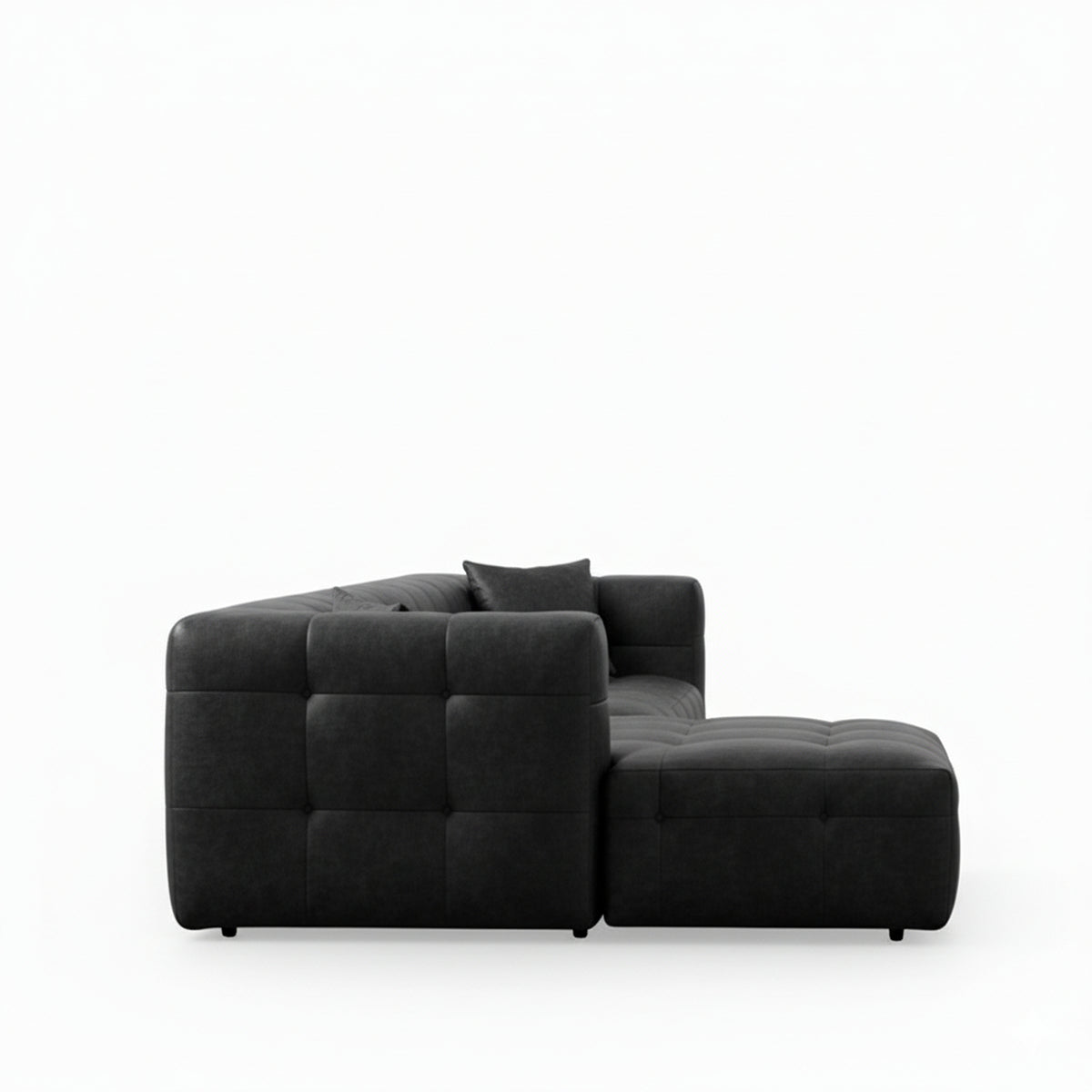 Sofá en L Deluxe negro 220x67cm De Cuatro Puestos con Apoya Brazos