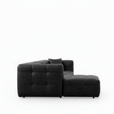 Sofá en L Deluxe negro 220x67cm De Cuatro Puestos con Apoya Brazos