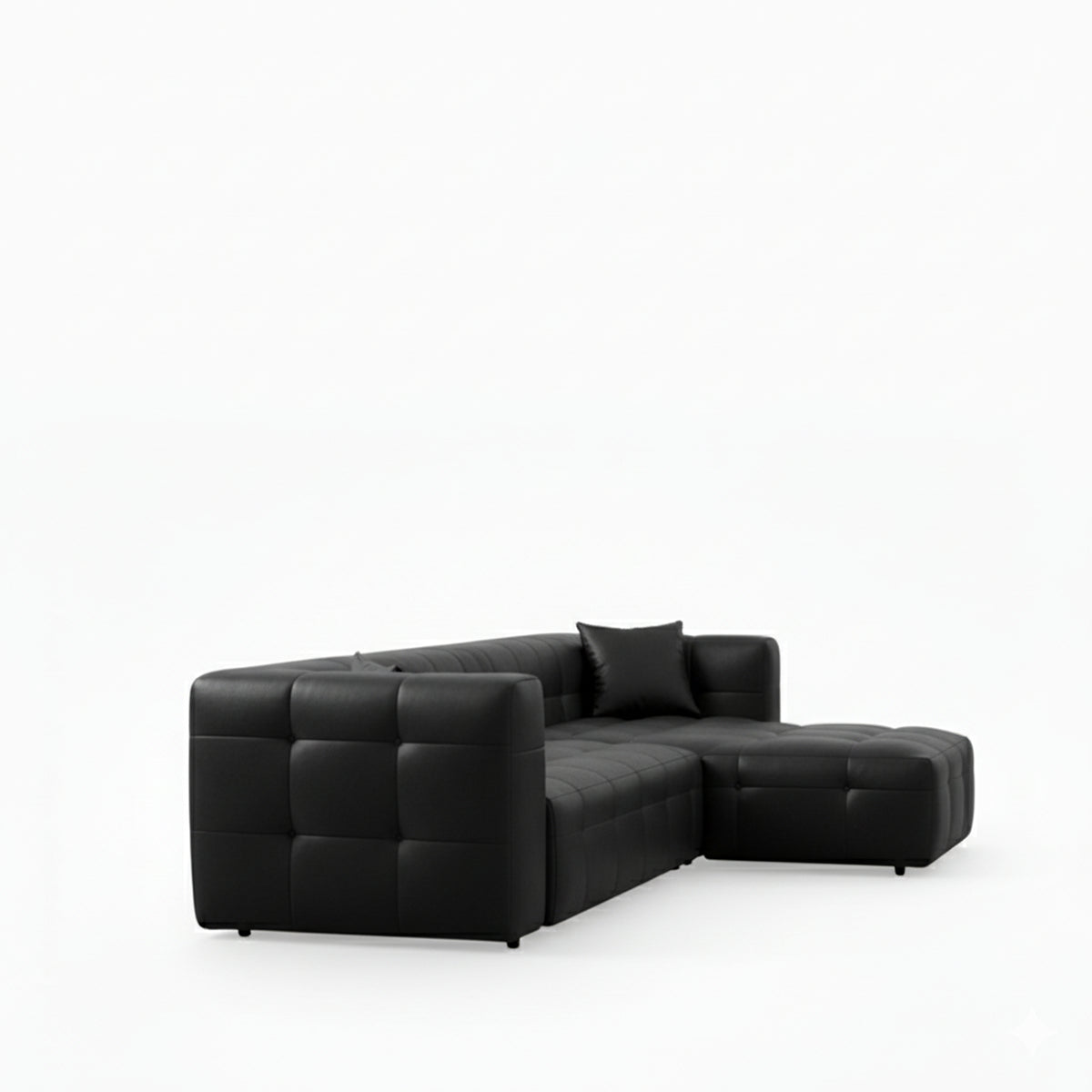 Sofá en L Deluxe negro 220x67cm De Cuatro Puestos con Apoya Brazos