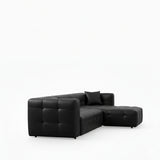 Sofá en L Deluxe negro 220x67cm De Cuatro Puestos con Apoya Brazos