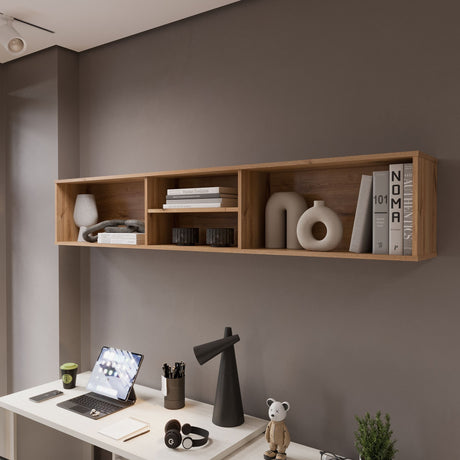 Repisa para TV Sali Duna 180x32cm Flotante para Tv Hasta 60" Pulgadas con Cuatro Compartimientos - MUEBLES DE TV | Bylmo