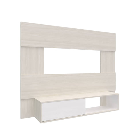 Panel de TV Soren Niebla y Blanco 155x120cm Flotante para Tv Hasta 65" Pulgadas con Un Cajón y Un Compartimiento - MUEBLES DE TV | Bylmo