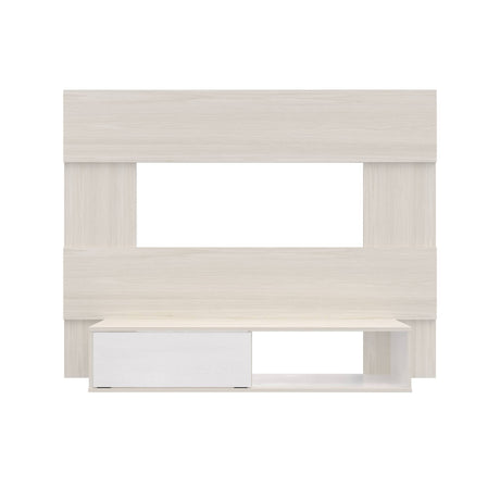 Panel de TV Soren Niebla y Blanco 155x120cm Flotante para Tv Hasta 65" Pulgadas con Un Cajón y Un Compartimiento - MUEBLES DE TV | Bylmo