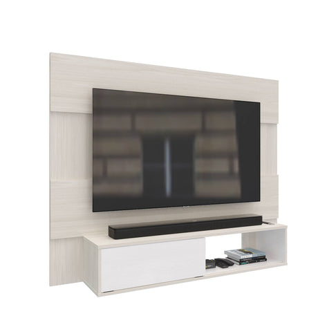 Panel de TV Soren Niebla y Blanco 155x120cm Flotante para Tv Hasta 65" Pulgadas con Un Cajón y Un Compartimiento - MUEBLES DE TV | Bylmo