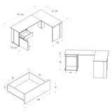 Escritorio en L Sol Gales y Wengue 174x73cm con Dos Cajones - ESCRITORIOS | Bylmo