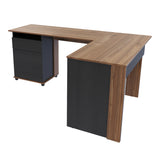 Escritorio en L Sol Gales y Wengue 174x73cm con Dos Cajones - ESCRITORIOS | Bylmo