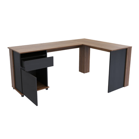 Escritorio en L Sol Gales y Wengue 174x73cm con Dos Cajones - ESCRITORIOS | Bylmo