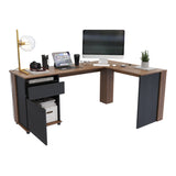 Escritorio en L Sol Gales y Wengue 174x73cm con Dos Cajones - ESCRITORIOS | Bylmo