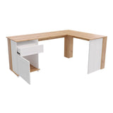Escritorio en L Sol Duna y Blanco 174x73cm con Dos Cajones - ESCRITORIOS | Bylmo