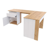 Escritorio en L Sol Duna y Blanco 174x73cm con Dos Cajones - ESCRITORIOS | Bylmo