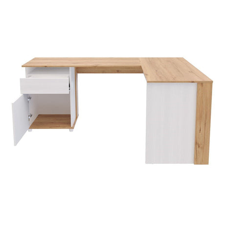 Escritorio en L Sol Duna y Blanco 174x73cm con Dos Cajones - ESCRITORIOS | Bylmo
