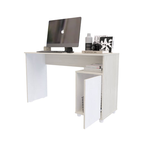 Escritorio Soren Niebla y Blanco 73x73cm con Un Cajón - ESCRITORIOS | Bylmo