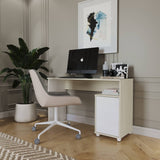 Escritorio Soren Niebla y Blanco 73x73cm con Un Cajón - ESCRITORIOS | Bylmo