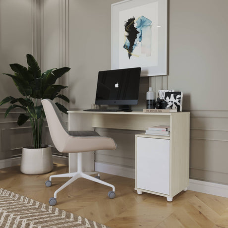 Escritorio Soren Niebla y Blanco 73x73cm con Un Cajón - ESCRITORIOS | Bylmo