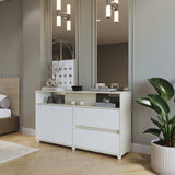 Cómoda Soren Niebla y Blanco 140x79cm de Dos Hileras con Dos Cajones - CAJONERAS Y COMODAS | Bylmo