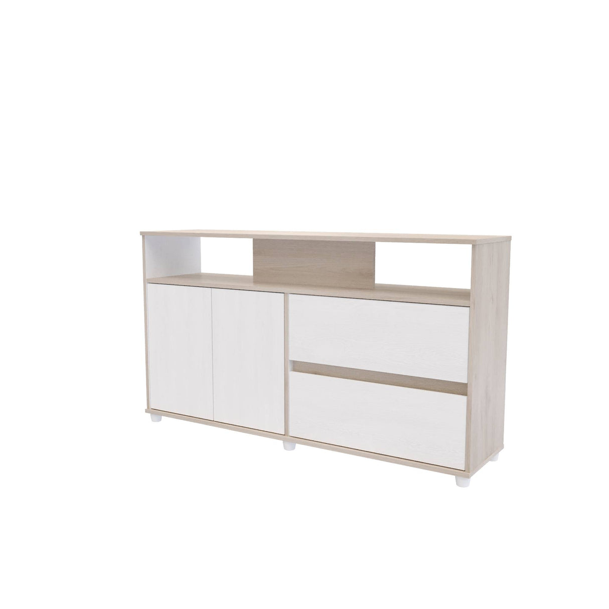 Cómoda Soren Niebla y Blanco 140x79cm de Dos Hileras con Dos Cajones - CAJONERAS Y COMODAS | Bylmo