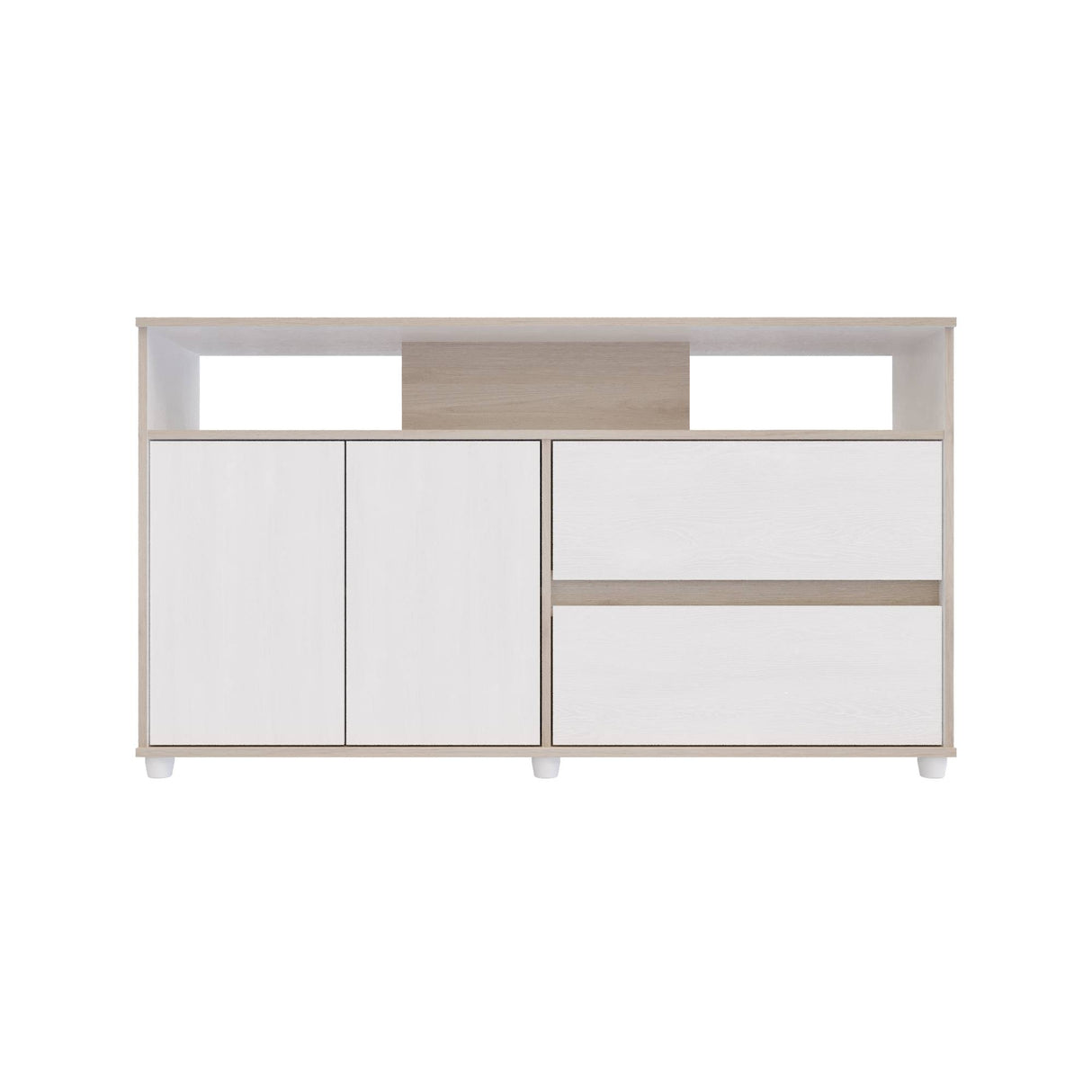 Cómoda Soren Niebla y Blanco 140x79cm de Dos Hileras con Dos Cajones - CAJONERAS Y COMODAS | Bylmo
