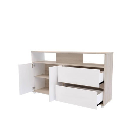 Cómoda Soren Niebla y Blanco 140x79cm de Dos Hileras con Dos Cajones - CAJONERAS Y COMODAS | Bylmo