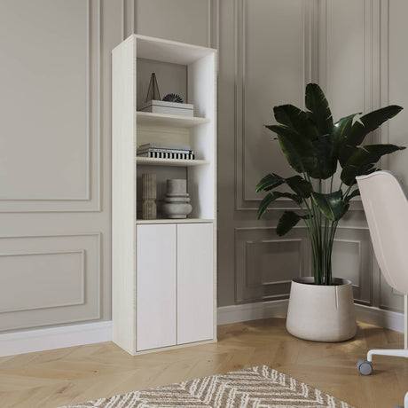 Biblioteca Soren Niebla y Blanco 48x160cm Cuadrado con Cinco Compartimientos - BIBLIOTECAS Y ESTANTERIAS | Bylmo