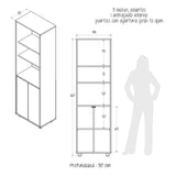 Biblioteca Soren Niebla y Blanco 48x160cm Cuadrado con Cinco Compartimientos - BIBLIOTECAS Y ESTANTERIAS | Bylmo