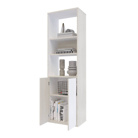 Biblioteca Soren Niebla y Blanco 48x160cm Cuadrado con Cinco Compartimientos - BIBLIOTECAS Y ESTANTERIAS | Bylmo