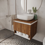 Mueble para Lavamanos Ben Gales y Blanco 60x48cm Flotente Individual sin Lavamanos con Un Cajón y Dos Puertas - MUEBLES PARA LAVAMANOS | Bylmo