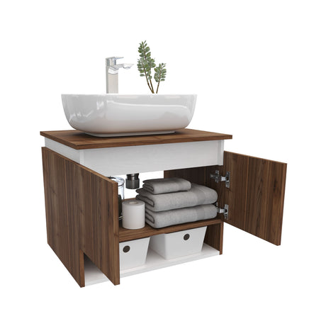 Mueble para Lavamanos Ben Gales y Blanco 60x48cm Flotente Individual sin Lavamanos con Un Cajón y Dos Puertas - MUEBLES PARA LAVAMANOS | Bylmo