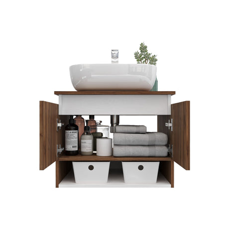 Mueble para Lavamanos Ben Gales y Blanco 60x48cm Flotente Individual sin Lavamanos con Un Cajón y Dos Puertas - MUEBLES PARA LAVAMANOS | Bylmo