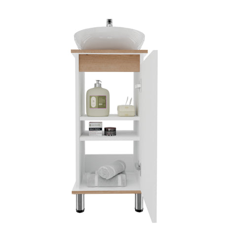 Mueble para Lavamanos Frank Duna y Blanco 35x76cm Individual sin Lavamanos con Un Cajón y Una Puerta - MUEBLES PARA LAVAMANOS | Bylmo