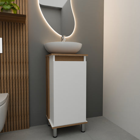 Mueble para Lavamanos Frank Duna y Blanco 35x76cm Individual sin Lavamanos con Un Cajón y Una Puerta - MUEBLES PARA LAVAMANOS | Bylmo