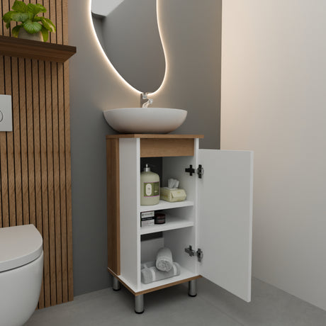 Mueble para Lavamanos Frank Duna y Blanco 35x76cm Individual sin Lavamanos con Un Cajón y Una Puerta - MUEBLES PARA LAVAMANOS | Bylmo
