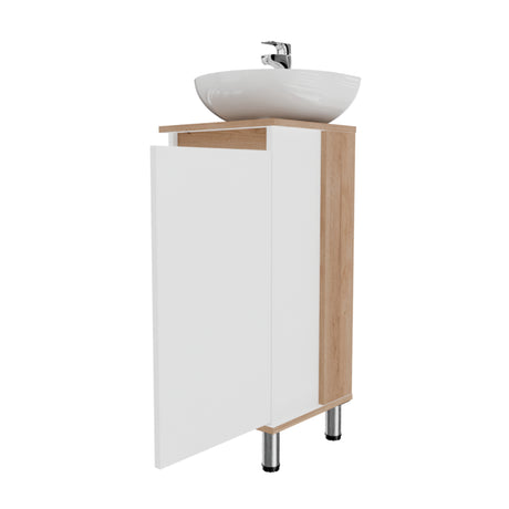 Mueble para Lavamanos Frank Duna y Blanco 35x76cm Individual sin Lavamanos con Un Cajón y Una Puerta - MUEBLES PARA LAVAMANOS | Bylmo