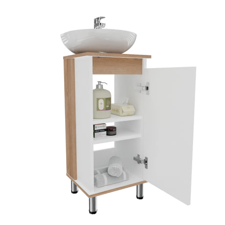 Mueble para Lavamanos Frank Duna y Blanco 35x76cm Individual sin Lavamanos con Un Cajón y Una Puerta - MUEBLES PARA LAVAMANOS | Bylmo