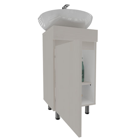Mueble para Lavamanos Liam Niebla y Blanco 40x76cm Individual sin Lavamanos con Un Cajón y Una Puerta - MUEBLES PARA LAVAMANOS | Bylmo