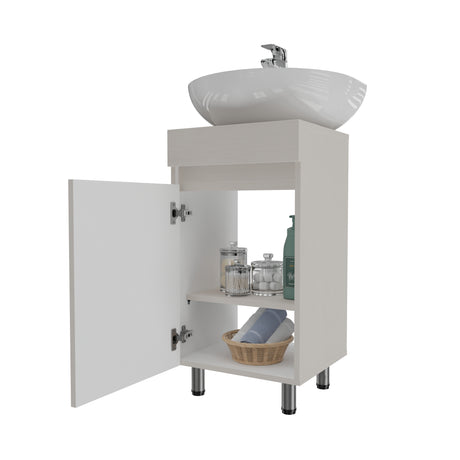 Mueble para Lavamanos Liam Niebla y Blanco 40x76cm Individual sin Lavamanos con Un Cajón y Una Puerta - MUEBLES PARA LAVAMANOS | Bylmo