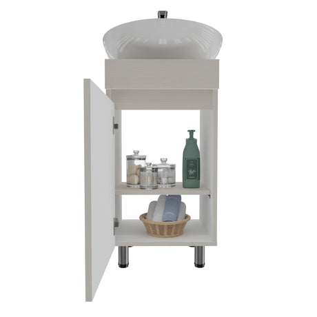 Mueble para Lavamanos Liam Niebla y Blanco 40x76cm Individual sin Lavamanos con Un Cajón y Una Puerta - MUEBLES PARA LAVAMANOS | Bylmo